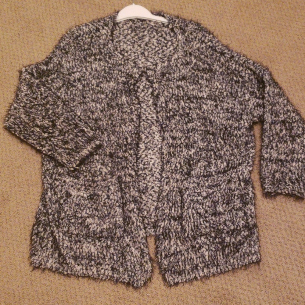 Oversized Boucle Black and White Cardigan